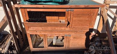 Gabbia per conigli a due piani