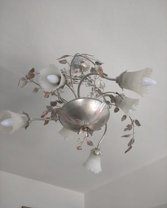 LAMPADARIO CAMERA SEI LUCI  IN FERRO BATTUTO CON D