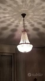 Lampadario in stile Impero in cristallo e ottone