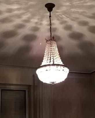 Lampadario in stile Impero in cristallo e ottone