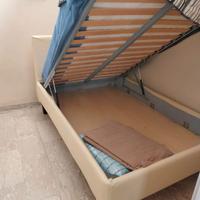 Letto contenitore 130x200 beige con rete a doghe