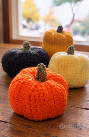 4 Zucche autunno create a mano uncinetto amigurumi