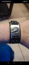 Bracciale nordico pelle Fibia Dorata simbolo
Corvo