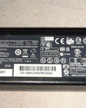 Alimentatore HP 65w 18.5 volt pc portatile laptom