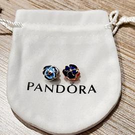 PANDORA Coppia Charm Viola del Pensiero e Blu