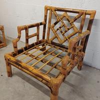 COPPIA POLTRONE + TAVOLINO anni '70 in BAMBOO