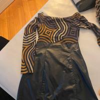 Vestitino in eco pelle e  pizzo s