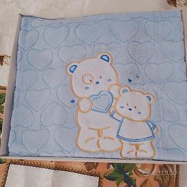 Copertina neonato orsetti azzurra