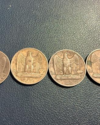 LOTTO 4 MONETE 5 LIRE