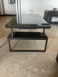Tavolinetto base vetro e piedi in ferro
