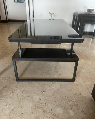 Tavolinetto base vetro e piedi in ferro