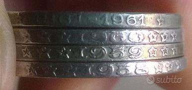 Lotto 4 monete da 500 Lire argento – 1958-60 /1961