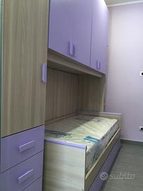 Cameretta con armadio a ponte 2 lettini
