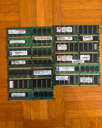 Lotto da 13 banchi di RAM DDR1 e DDR2