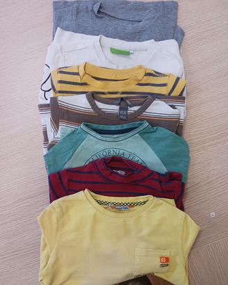 7 magliettie bambino manica lunga cotone 3-4 anni
