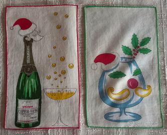 2 Fazzoletti da Cocktail Vintage Anni 50/60 Lino