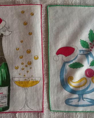 2 Fazzoletti da Cocktail Vintage Anni 50/60 Lino