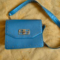 Borsa Pinko pelle azzurro metallizzato