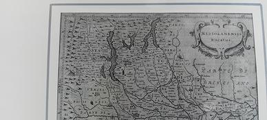 antica mappa di Lombardia rarissima xilografia 