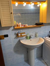 Lavabo con colonna con lo specchio con luci