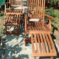 Coppia di Chaise long tipo marina in legno esotico