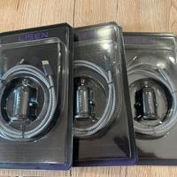 Set accendisigari auto 3 pezzi USB-C cavo C-C