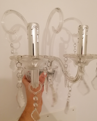 Lampada applique in cristallo con 2 luci