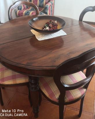 Tavolo noce allungabile con 4 sedie (XIX secolo)