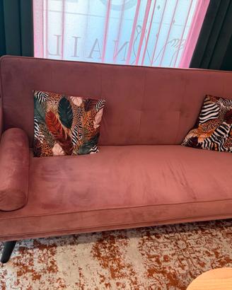 Divano letto velluto cipria