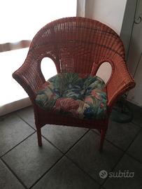 4 sedie in midollino arancioni