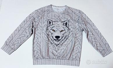 Felpa con stampa lupo 