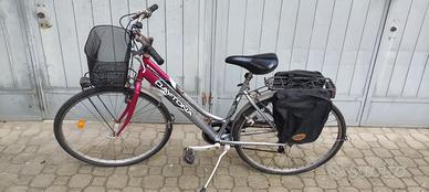 Bicicletta city bike bici 28 con borse e cestino