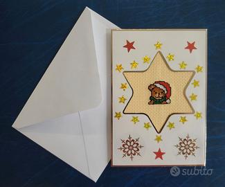 Biglietto Auguri di Natale Fatto a Mano Punto Croc