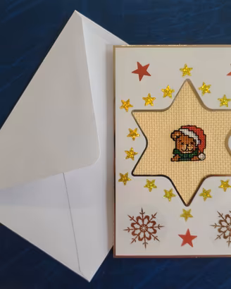 Biglietto Auguri di Natale Fatto a Mano Punto Croc