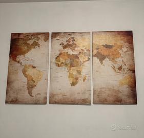 Trittico tele mappamondo