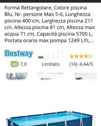 Piscina bestway rettangolare usata