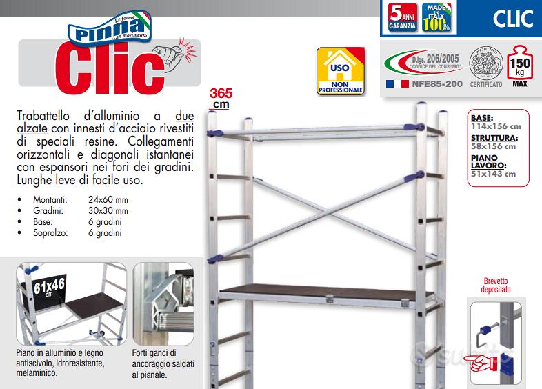 Trabattello Alluminio Facal - 2 Piani Lavoro Portata 150 Kg