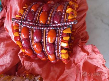 3 bracciali con pietre colorate