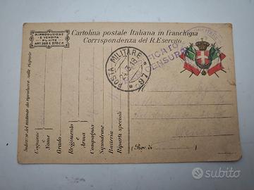 Cartolina Franchigia Regio Esercito 1918