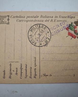 Cartolina Franchigia Regio Esercito 1918