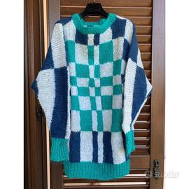 Maglione Maxi Pull handmade Vintage Anni 80 lana