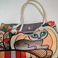 😻 Borsa Tessuto "Gatti Artistici" - L'Accessorio