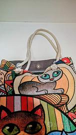 😻 Borsa Tessuto "Gatti Artistici" - L'Accessorio