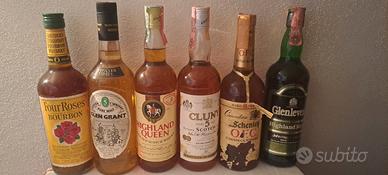 Lotto 6 bottiglie di whisky  vintage anni 80.