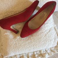 Decollete in camoscio rosso tg 37