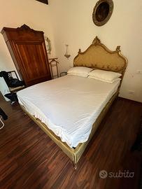 Letto veneziano dorato 160, 2 comodini 2 poltrone