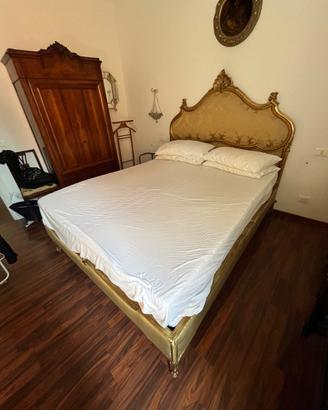 Letto veneziano dorato 160, 2 comodini 2 poltrone