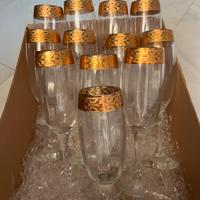 bicchieri flûte con bordo dorato 12pz
