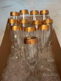 bicchieri flûte con bordo dorato 12pz