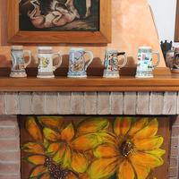 Copri camino legno dipinto a mano originale 